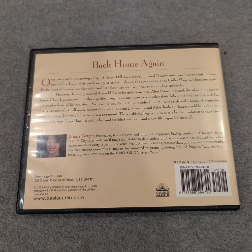 Back Home Again Melody Carlson Tales from Grace Chapel Inn 6 CD Audiobook Oasis - Picture 2 of 2